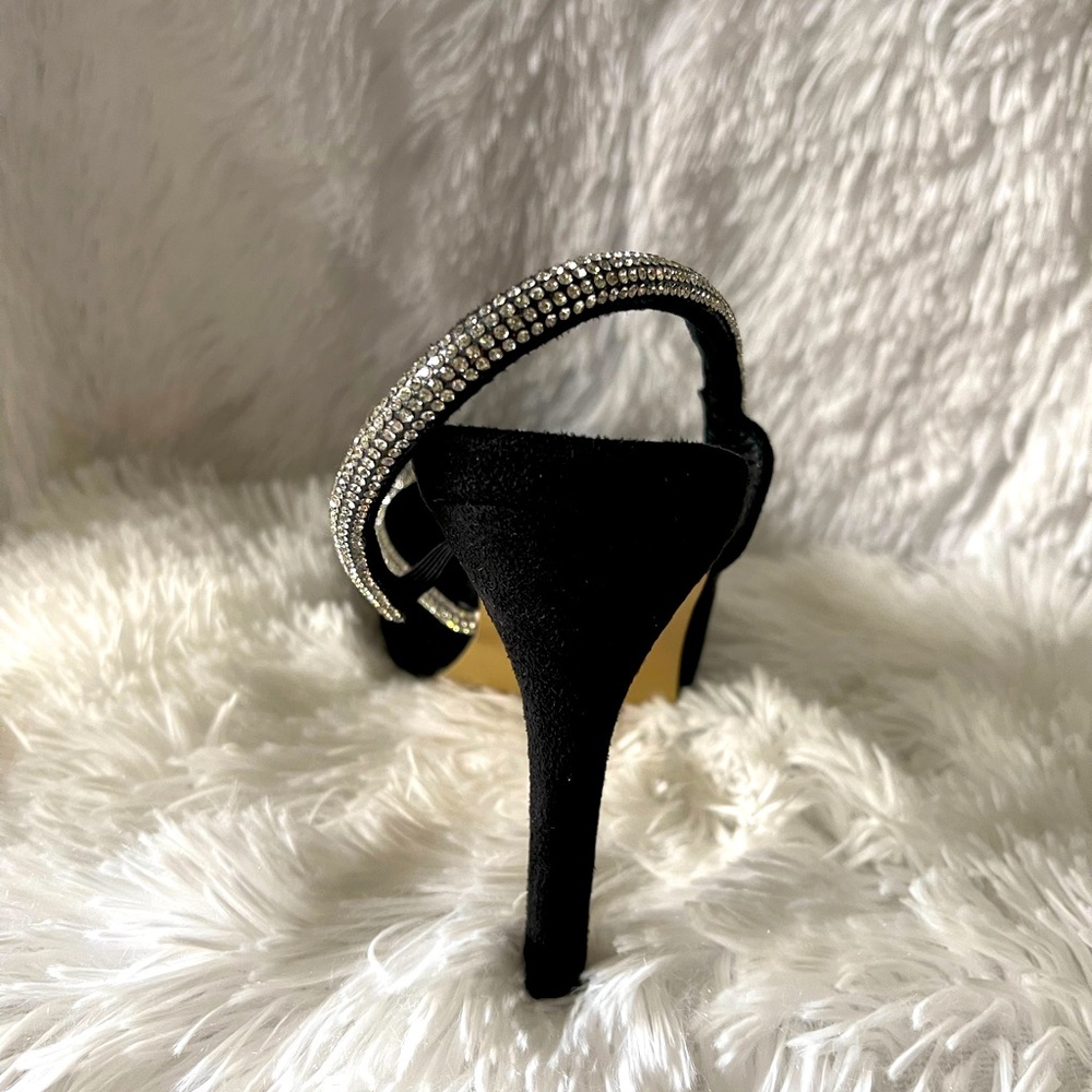 NWT - Elegant Rhinestone and Black Dress Heels - Picture 6 of 7